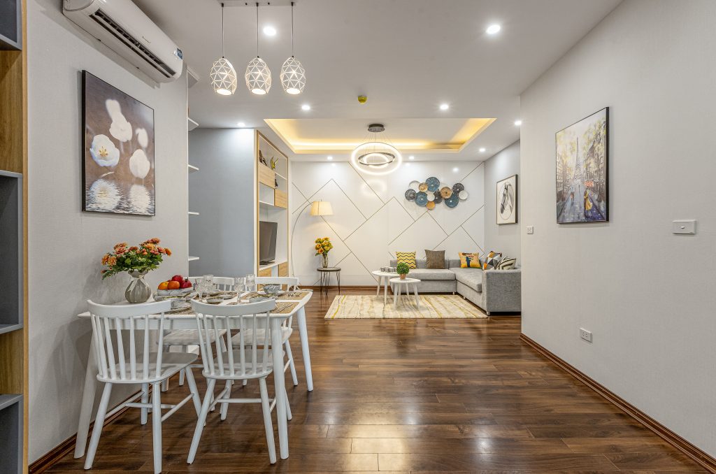 thực tế căn hộ 3pn tecco garden bếp phòng khách